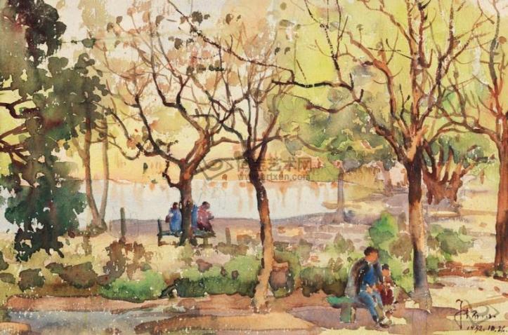 1952年作 公园入冬 张眉孙